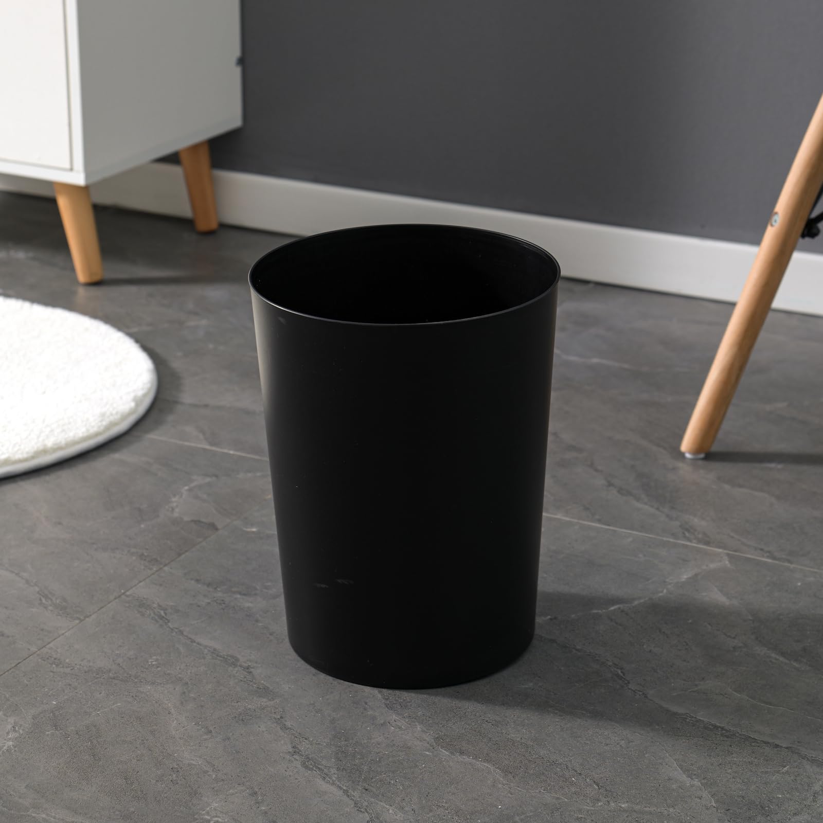 Cetomo 7.2L*6 Mülleimer, Abfalleimer, Papierkorb, Müllbehälter, Plastikmülleimer, Abfallbehälter für Papierabfall, Büro, Schlafzimmer, Kunststoff (PP), Schwarz, 7.2L (21 x 17.3 x 26.5 cm), 6er Set