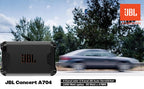 JBL Concert A704 4-Kanal Auto Verstärker 90W RMS×4 an 2Ω, 70W RMS×4 an 4Ω und 180W RMS×2 gebrückt, 1000W Peak, variablen 32–320Hz Filtern, High/Low Level Eingängen und kompakter Bauform für Fahrzeuge