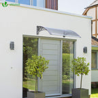 VOUNOT Vordach für Haustür 120 x 80 cm, Überdachung Haustür aus Aluminium und Polycarbonat, Transparentes Pultbogenvordach, Pultvordach, Grau