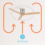 CREATE / WINDCALM M/Deckenventilator ABS Nickel Hellesholzflügel-Optik mit Fernbedienung / 40W, Leise, Ø132cm, Timer von 1 bis 4 Std., DC-Motor, Sommer-Winterbetrieb
