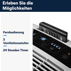 De'Longhi Pinguino PAC EM82, Mobile Klimaanlage für Räume bis zu 80 m³, 9.400 BTU, 2,4 kW, 63 dB, Entfeuchtungsfunktion, Energieklasse A, 24h-Timer, Weiß