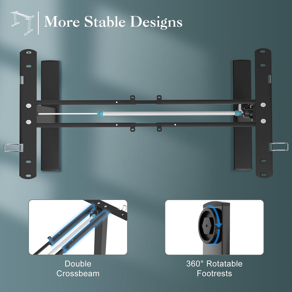 JUMMICO Höhenverstellbarer Schreibtisch Gestell mit USB-Buchse und Kabelwanne, Elektrisch Stufenlos Höhenverstellbar Ttischgestell mit Rollen, Steh Schreibtisch Stehpult（Schwarz）