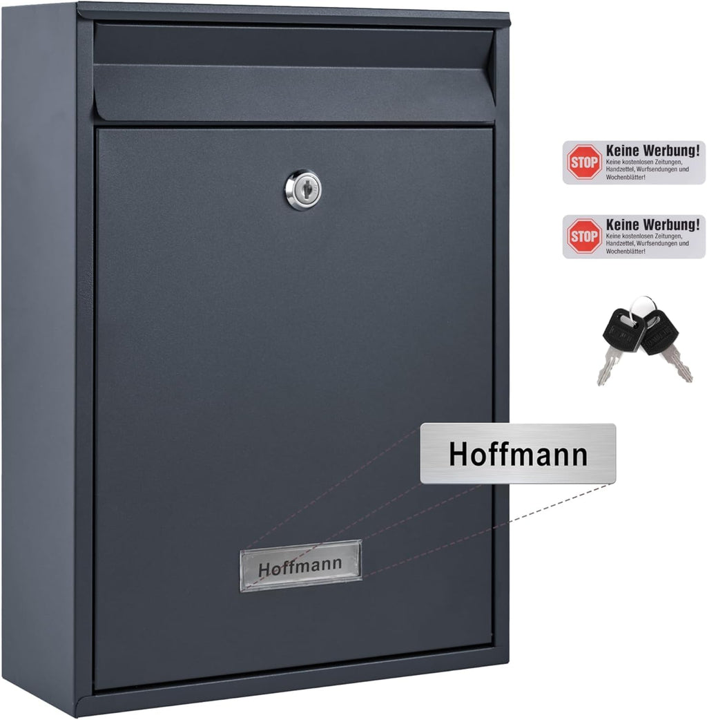Zedelmaier Mehrfamilienhaus personalisiert 6er Briefkastensysteme DIN C4 Briefkastenanlage Briefkästen Wandbriefkasten Postkasten inkl. 4 Schlüsseln 26x35x8,5cm Anthrazit XL