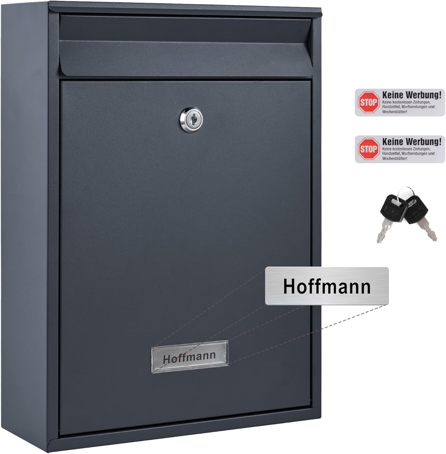 Zedelmaier Mehrfamilienhaus personalisiert 6er Briefkastensysteme DIN C4 Briefkastenanlage Briefkästen Wandbriefkasten Postkasten inkl. 4 Schlüsseln 26x35x8,5cm Anthrazit XL