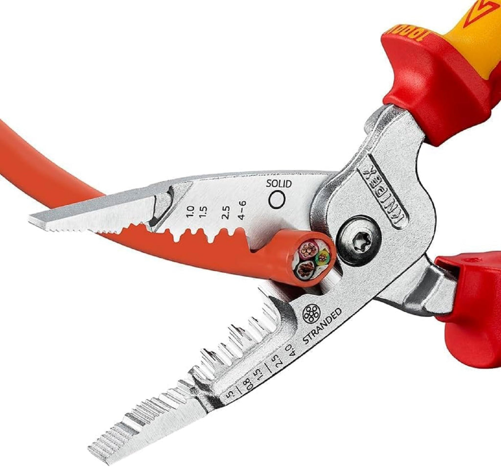 KNIPEX Multifunktions-Elektrikerzange metrisches Modell verchromt isoliert mit Mehrkomponenten-Hüllen, VDE-geprüft 200 mm, 13 76 200 ME