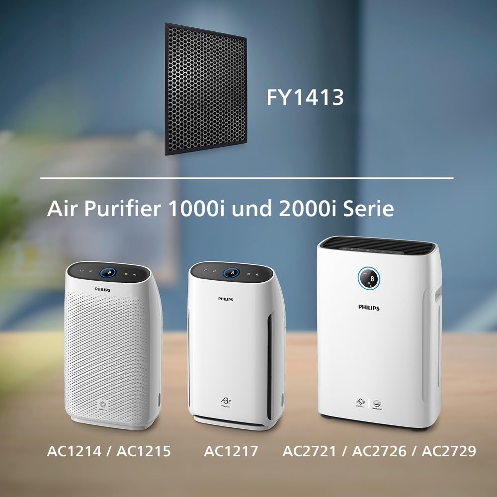 Philips Original Aktivkohlefilter für Luftreiniger Series 1000, Kompatibel für AC2729/10 und AC121x/10, Schwarz, FY1413/30
