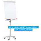 FRANKEN Flipchart, Beschreibbar, Magnetisch, Mobil, Mit Rollen, Whiteboard mit Ständer, Papierhalterung und Stifteablage, 68 x 105 cm, X-tra!Line Mobil, EL-FC31