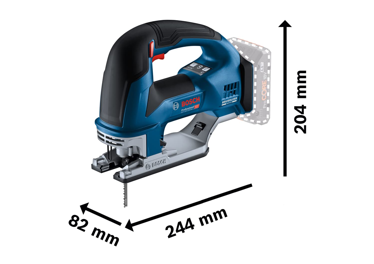 Bosch Professional 18V System Akku Stichsäge GST 18V-155 BC (mit Bügelgriff, bürstenlosem Motor, ohne Akku/ Ladegerät)