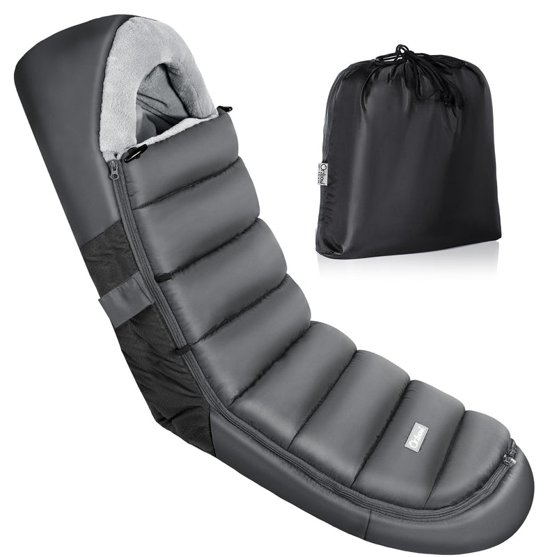 Orzbow Winter Fußsack Kinderwagen, Universeller Fußsack Buggy mit Reißverschluss, Wasserdicht Fusssack Kinderwagen Baby, Anti-Rutsch, Abnehmbar und Waschmaschinenfest, 104cm*44cm, Dunkelgrau