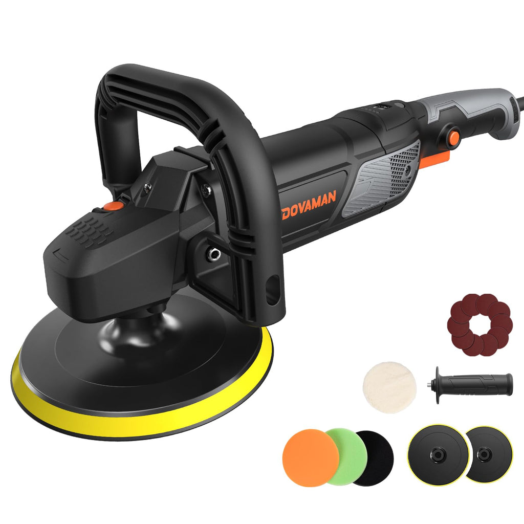 PLS03A Auto Poliermaschine 1500W, Rotationspolierer 180/150 mm, 6 Variable Geschwindigkeiten (600–3000 U/min), Abnehmbarer Griff, Polier Set für Lackaufbereitung, Polieren & Wachsen