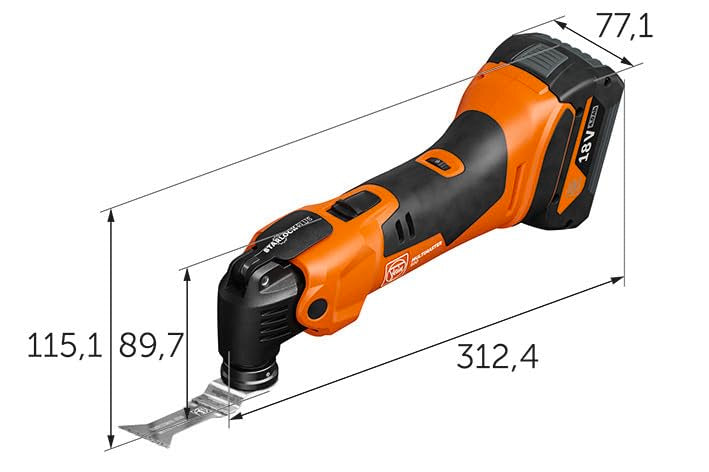 Fein Akku Multimaster AMM 500 Plus Top AS (18 V, ohne Akku Multitool, StarlockPlus, AMPShare, inkl. Zubehör-Set zum Sägen/Schleifen in Holz + Metall, Multifunktionswerkzeug, in L-Boxx) 71293863000