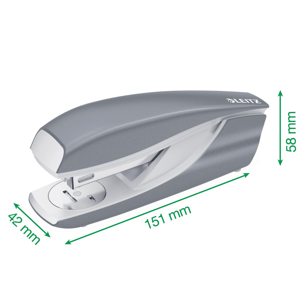 Leitz Heftgerät, 30 Blatt Tacker mit 200 Heftklammern, Hefter aus Metall mit Kunststoffelementen, WOW Serie, Violett, 55022062