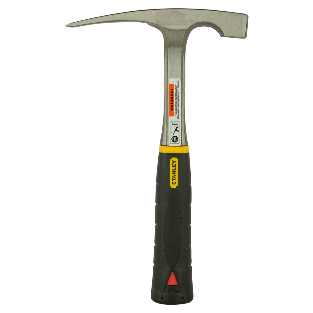STANLEY Maurerhammer Antivibe (570 g Kopfgewicht, mit Vibrationsdämpfung, Stahlstiel, thermoplastischer Gummigriff) 1-54-022