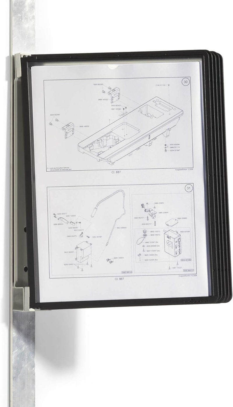 Durable Sichttafelwandhalter (Vario Magnet Wall 5, mit 5 Sichttafeln A4) schwarz, 591401