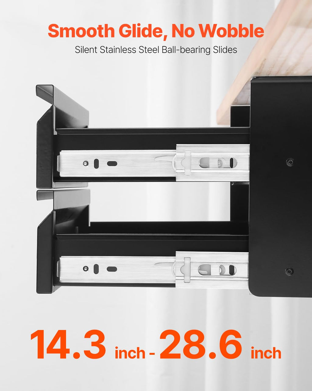 VEVOR Untertisch Schublade 457x227x200mm, Unterbau Schreibtisch, versteckter 2-lagiger Aufbewahrungs-Organizer, Bleistiftschublade unter dem Tisch für Sitz-Steh-Arbeitsplätze zu Hause