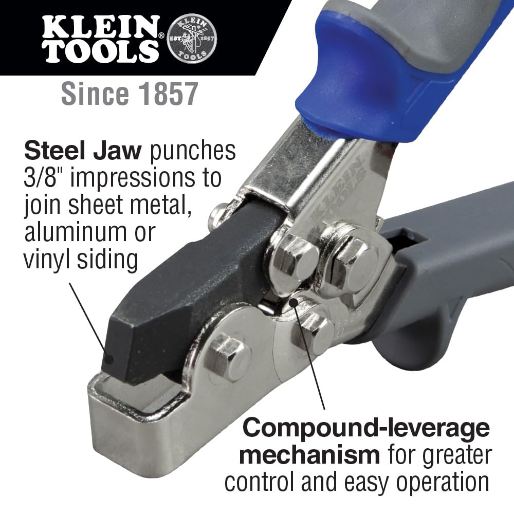 Klein Tools 86528 Stanzer-Set, Schnappverschluss-Stanzwerkzeug für Blech, Vinyl und Aluminiumverkleidungen, blau/grau