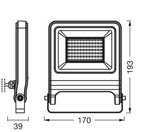 Osram ENDURA FLOOD PC 50W LED-Fluter, 3000K warmweiß, 5000 Lumen, IP65 Flutlicht, nachhaltiges Aluminium, 100 lm/W Effizienz, Dunkelgrau