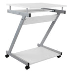 VASAGLE Schreibtisch, Computertisch mit 4 Rollen, 2 Davon mit Bremsen, PC-Tisch leichtgängiger Tastaturauszug, erleichterte Montage, platzsparender PC-Tisch in Z-Form, weiß, LCD811W, 60 x 48 x 73 cm