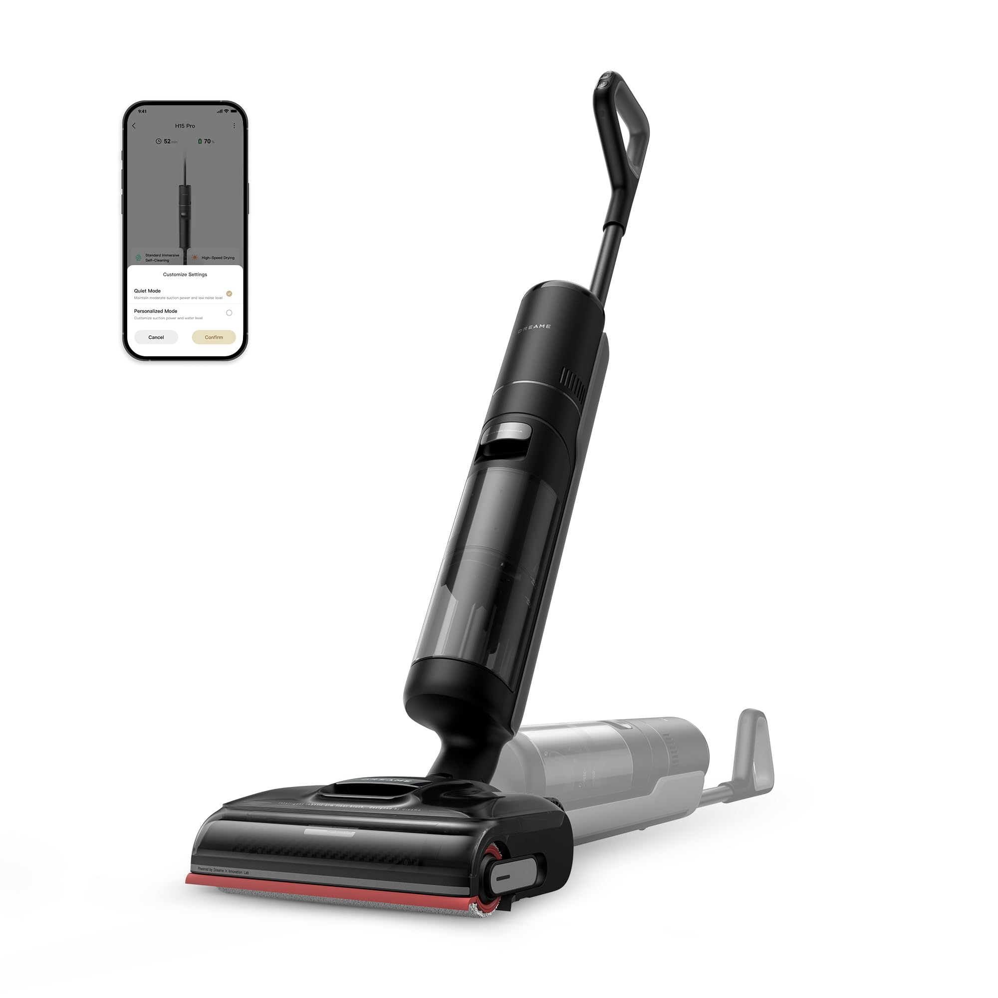 dreame H15 Pro Nass- und Trockensauger, GapFree AI DescendReach Roboterarm, dreifache Kantenabdeckung, 21.000 Pa Saugleistung, 0 Tangle, 100°C Bürstenwäsche, 5min 90°C Trocknung, 180° Lie-Flat