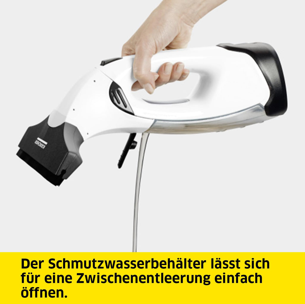 Kärcher Akku-Fenstersauger WV 2 Plus N, Akkulaufzeit: 35 min, LED-Ladezustandsanzeige, 2 Absaugdüsen, Sprühflasche mit Mikrofaserbezug, 20 ml Fensterreiniger-Konzentrat