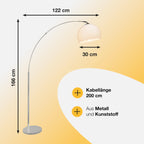 Brilliant Lampe Vessa Bogenstandleuchte 1, 7m chrom/weiß
