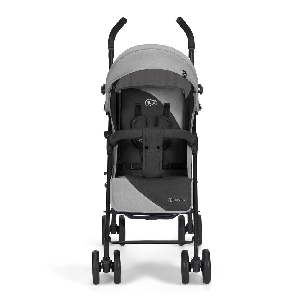 Kinderkraft Kinderwagen SIESTA, Leichte Reise Buggy, Verstellbare Rückenlehne, Liegeposition, Kleine Maße nach Zusammenklappen, Vergrößerbares Verdeck, Für ältere Kinder, bis 22 kg, Grau