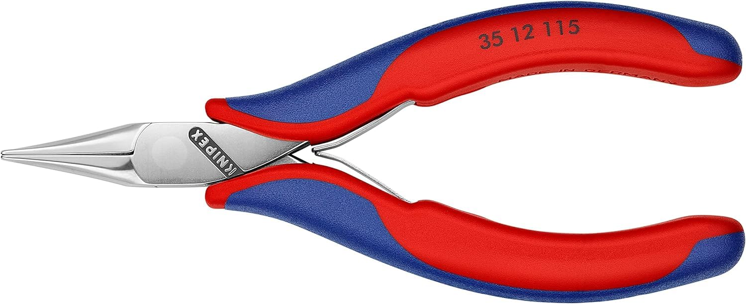 KNIPEX Elektronik-Greifzange mit durchgestecktem Gelenk mit Mehrkomponenten-Hüllen 115 mm, 35 12 115