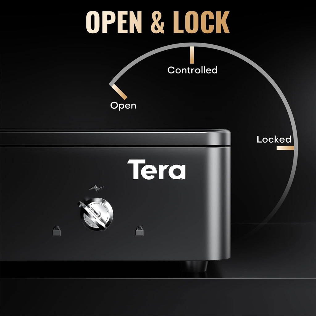 Tera Elektronische Kassenschublade mit 1 Herausnehmbarem Münzfach, geldscheine Geldlade touch, 4 Geldscheinfächern und 1 Medienfach, Geldschublade für kleine Unternehmen Geschäfte, Modell 330R