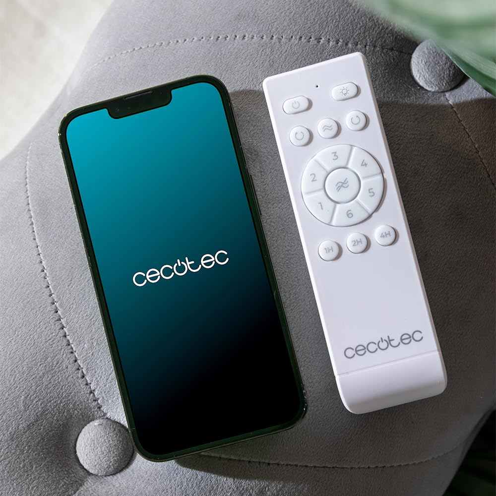 Cecotec - Deckenventilatoren mit Licht EnergySilence Aero 5600 Aqua WhiteDarkWood Connected, 132 cm, 40 W, LED 20W, 3 Flügel, 6 Geschwindigkeiten, Timer, Winter/Sommer, Wi-Fi, Weiß, Schwarz-Baun