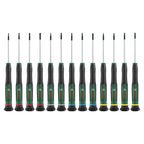 Bosch Präzisionsschraubendreher-Set 13-teilig (Präzise Schraubendreher für Heimwerken und Modellbau; S2-Stahl; Magnetische Spitzen; PH/SL/TX/HEX; Farbcodierte Größen; Softgrip)