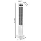 YOER 19dB Leiser Turmventilator, Plasma-Ionisator, 12 m Reichweite, 12 Geschwindigstufen, 3 Modi, 12 Std. Timer, 80° Oszillation, Fernbedienung, CoolWhisper TF07W, weiß