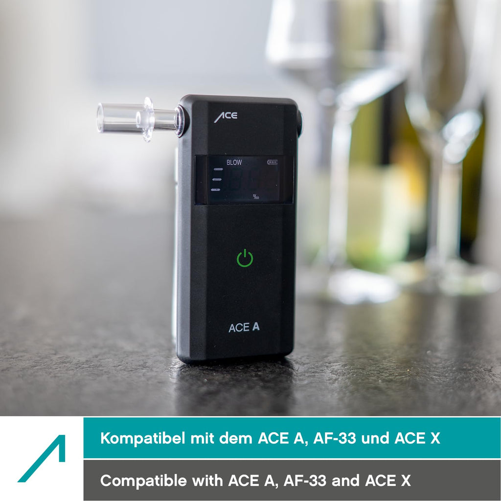 ACE Mundstücke für die Alkoholtester AF-33, A, Q und X - Packung mit 25 Promilletester-Mundstücken - 25er Mundstück-Packung