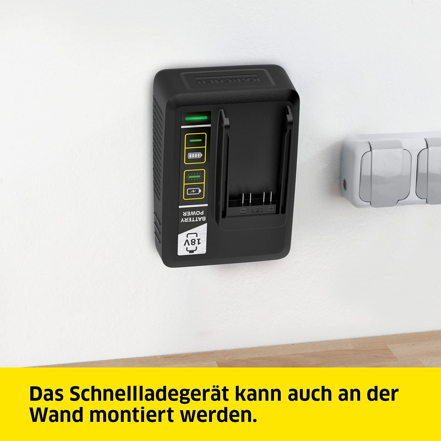 Kärcher 18 V Starter Kit 18/25, 18 V/2,5 Ah Akku mit Schnellladegerät, Lithium-Ionen-Akku, Ladezeit: in weniger als 1,5 Stunden zu 100% aufgeladen, für alle Geräte der 18 V Battery Power Plattform