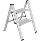 TLGREEN Alu Trittleiter 2-Stufen-Leiter Klappleiter Rostfeste rutschfeste Stehleiter Haushaltsleiter Multifunktionale Tritthocker Licht Platzsparend bis 150kg Belastbar für Küchen Haushalt Außen Büro