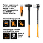 Fiskars Dreh-Spaltkeil, Gehärteter Stahl (geschmiedet), Polymer-Schlagfläche mit Metallring, Orange, SAFE-T, 1001615