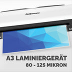 Fellowes Laminiergerät A3 Sola für Zuhause und Homeoffice, für Laminierfolien bis 125 Mikron Stärke, staufrei, Laminiergerät zum Laminieren von Fotos, Dokumenten, Rezepten, Lernkarten uvm