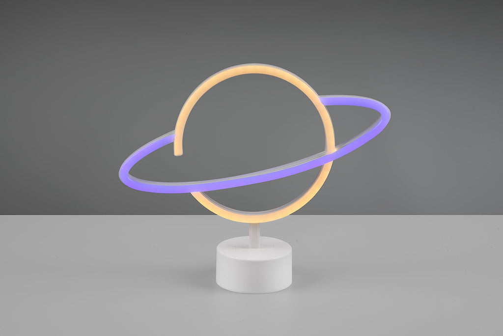 Reality Leuchten LED Tischleuchte Planet R55370101, Kunststoff Weiß, inkl. 1.6 Watt LED