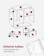 VASAGLE Rollcontainer, Aktenschrank, mit 3 Schubladen und Rollen, offene Fächer, für Dokumente in DIN A4-, Letter-Format, Druckerständer, Industrie-Design, vintagebraun-schwarz OFC041B01