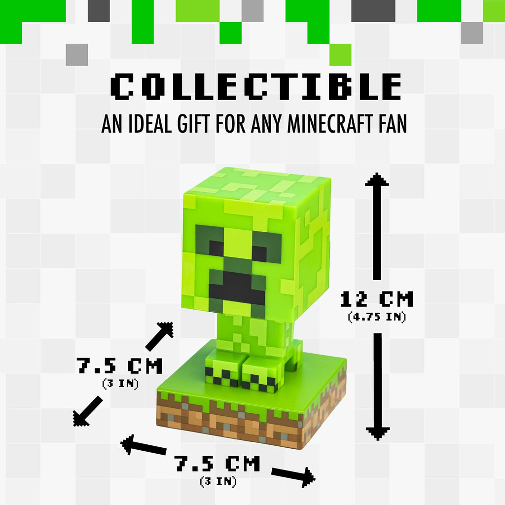 Minecraft Creeper Licht, 3D Lampe - Offiziell lizenziert, Nachtlicht - 12 cm hoch, Batteriebetrieben, Gaming-Raum & Schlafzimmerdeko, Grün