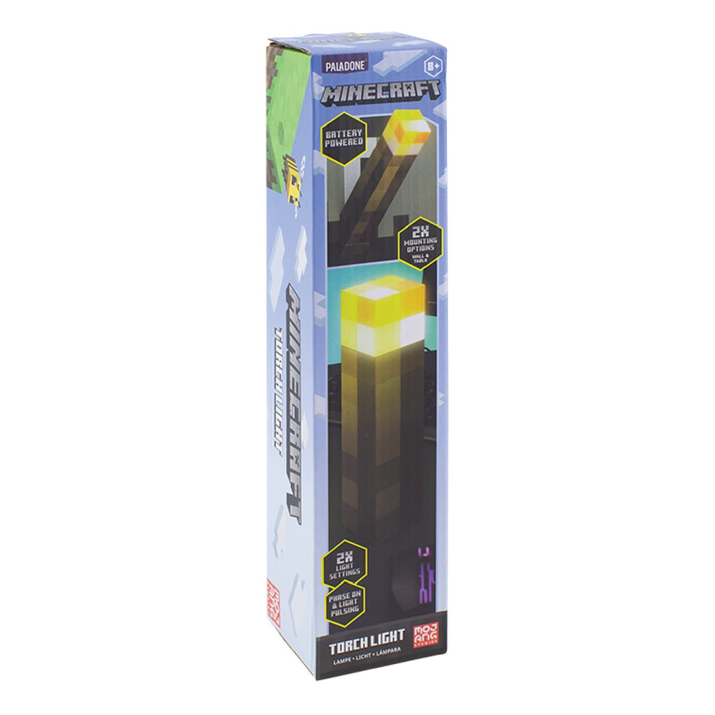 Minecraft Fackel-Licht - Offiziell lizenziert, 2 Lichtmodi, 2 Nutzungsmöglichkeiten, batteriebetrieben, Geschenk für Gamer