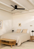 CREATE / WINDMINIMAL/Deckenventilator Schwarz mit Beleuchtung und Fernbedienung/Leise, Timer, DC-Motor, 40W, Ø132 cm, 6 Geschwindigkeiten, Sommer-Winterbetrieb