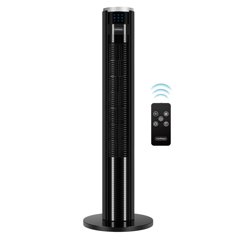 VonHaus 87 cm Turmventilator, Elektroventilator, Schwenkender Ventilator Leise für Jeden Raum, Ventilator mit Fernbedienung, Bodenventilator mit 2 Geschwindigkeiten, 2-Jahres-Versprechen