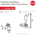 Hailo MK60 Mini Stahl-Trittleiter - 2 große Stufen mit Anti-Rutsch-Matten bis 150kg - Klappsicherung mit Entriegelungstaste - Tragegriff - Klapptrittleiter rostfrei und einfach zu verstauen - weiß