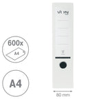 VON Leitz 5er Pack Ordner A4, Karton mit Kunststoffeinband, 80 mm Rückenbreite, Für 600 Blatt, FSC-zertifizierter Karton, Für Schule, Studium & Haushalt, Weiß, 10551001
