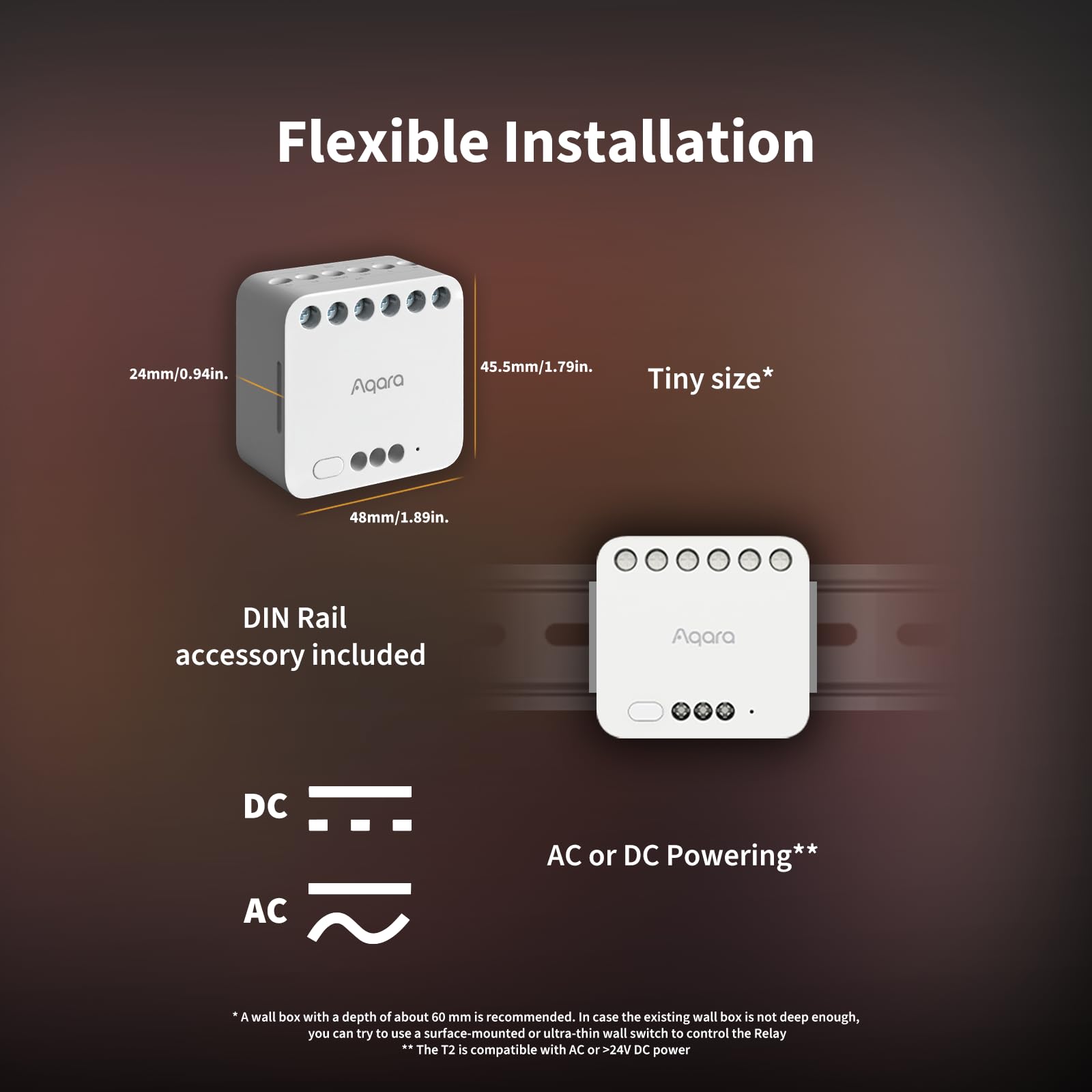 Aqara Dual Relais Modul T2, Rolladensteuerung Lichtschalter, Erfordert Aqara Zigbee 3.0 HUB, Trockenen Knoten Modus für Garagentore Heizkessel, Unterstützt Homekit,Google, Alexa, Matter over Bridge
