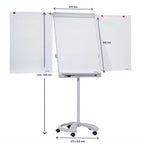 FRANKEN Flipchart, Beschreibbar, Magnetisch, Mobil, Mit Rollen und 2 Seitenarmen, Whiteboard mit Ständer, Papierhalterung und Stifteablage, 67 x 95 cm, PRO Deluxe Mobil, FC81