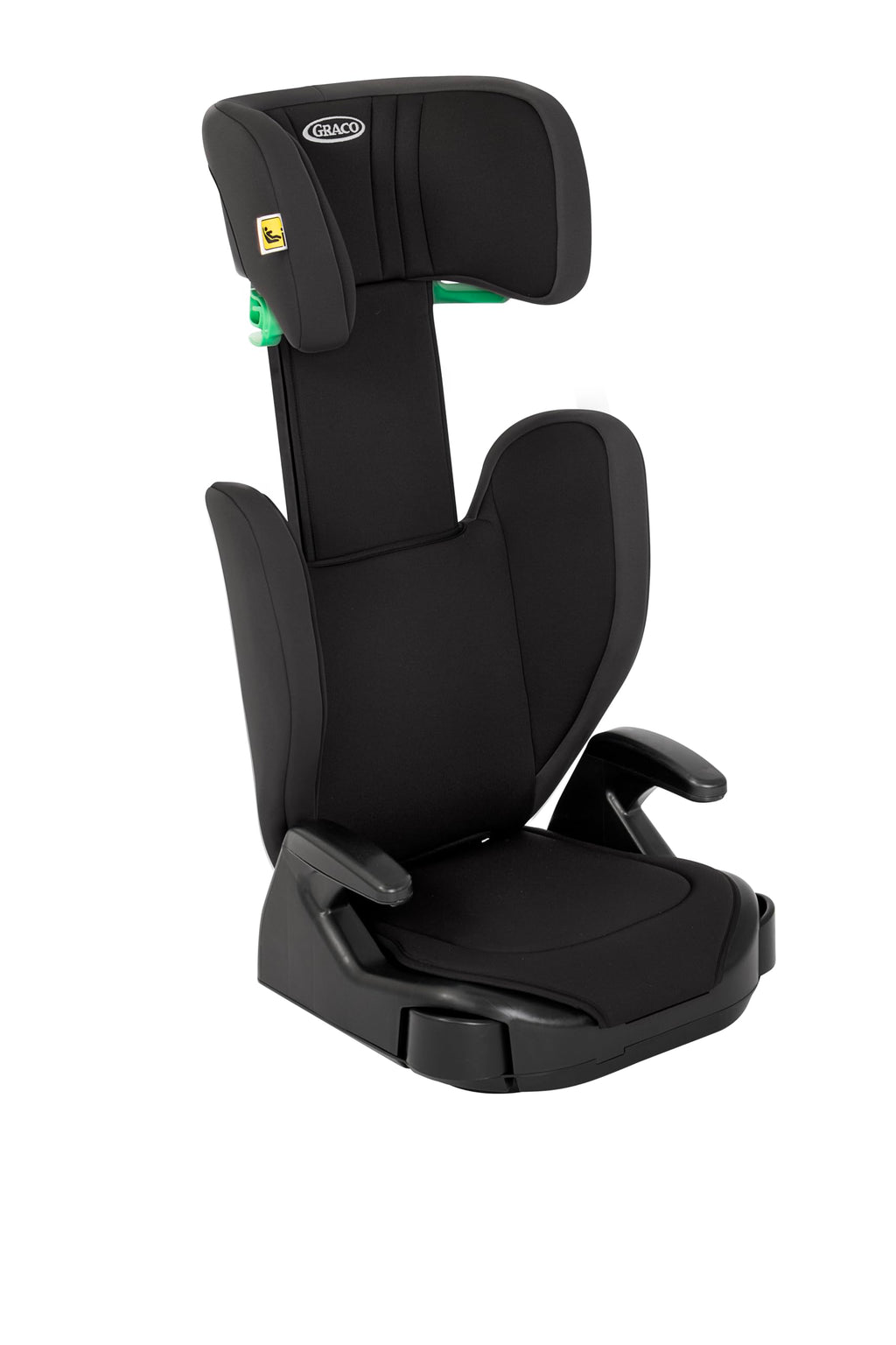 Graco Junior Maxi™ i-Size R129 Kindersitz, ca. 3,5 bis 12 Jahre (100 bis 150 cm), Kindersitzerhöhung, Armlehnen und Kopfstütze höhenverstellbar, leicht, mit Getränkehalter, schwarz, Midnight