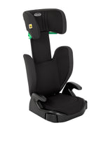 Graco Junior Maxi™ i-Size R129 Kindersitz, ca. 3,5 bis 12 Jahre (100 bis 150 cm), Kindersitzerhöhung, Armlehnen und Kopfstütze höhenverstellbar, leicht, mit Getränkehalter, schwarz, Midnight