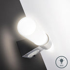 B.K.Licht - Spiegelleuchte Bad mit Steckdose, warmweiße Lichtfarbe, Kippschalter, Badezimmerlampe, Spiegellampe Bad, Lampe Badezimmer, Badlampe Wand, Wandlampe Badezimmer, 44,5x6x11 cm, Chrom