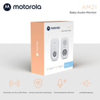 Motorola Nursery AM21 Audio-Babyphone – Digitaler Monitor mit DECT-Technologie zur Audioüberwachung – große Reichweite – hochempfindliches Mikrofon – Weiß
